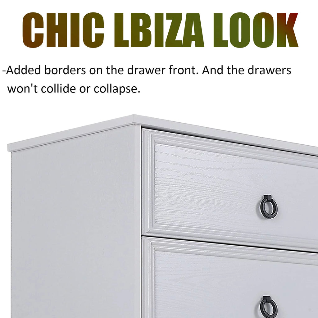 White 6 Drawer Wood Dresser I651748