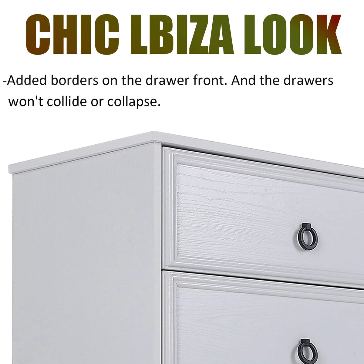 White 6 Drawer Wood Dresser I651748
