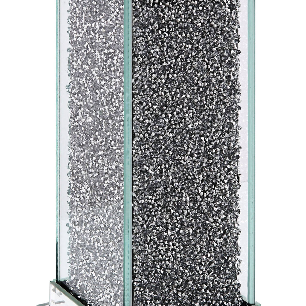 Set of Two Clear Glass Candle Holder with Faux Crystals V559
