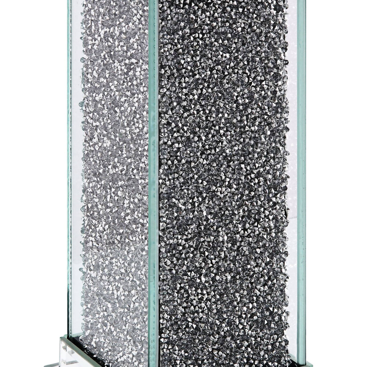 Set of Two Clear Glass Candle Holder with Faux Crystals V559