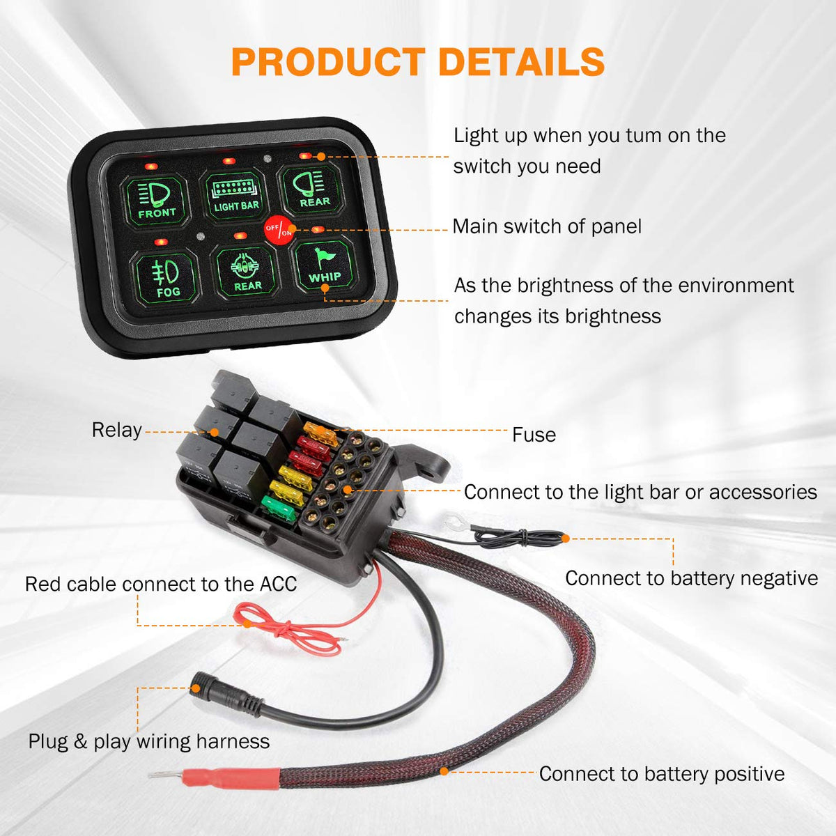 6 Gang Switch Panel LED Touch Switch Box R86528