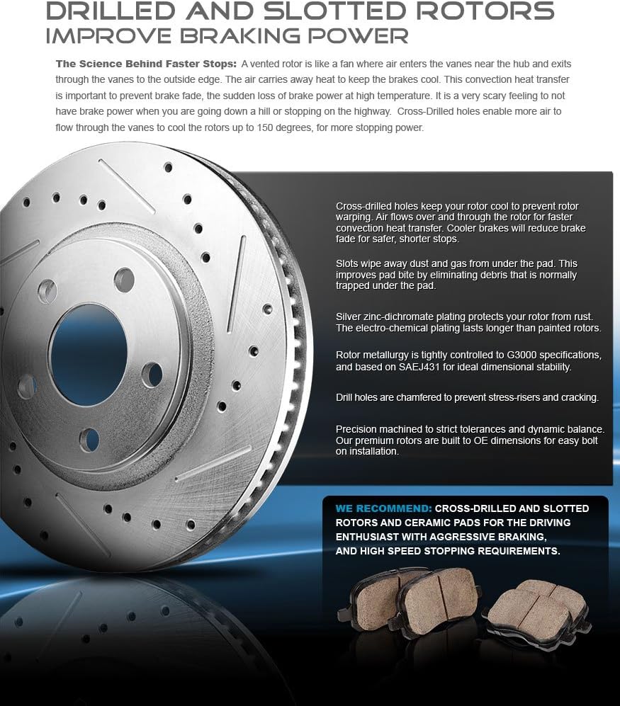 Red Calipers Drilled Slotted Rotors Ceramic Pads Brake Kit T460
