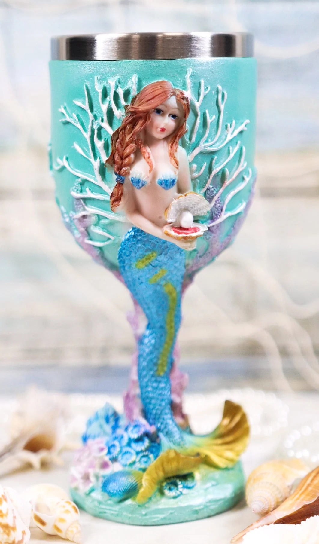 Turquoise Mermaid Wine Goblet A460266
