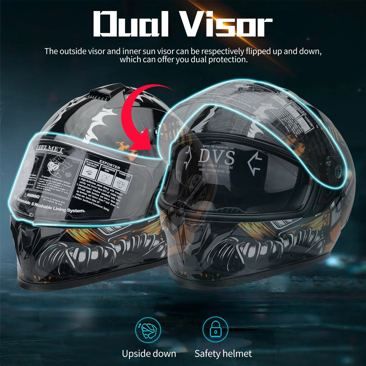 Dual Visor Full Face Flip Motorcycle Helmet I75754
