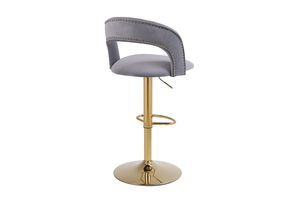Gray Velvet Swivel Bar Stool Set of 2 Q140