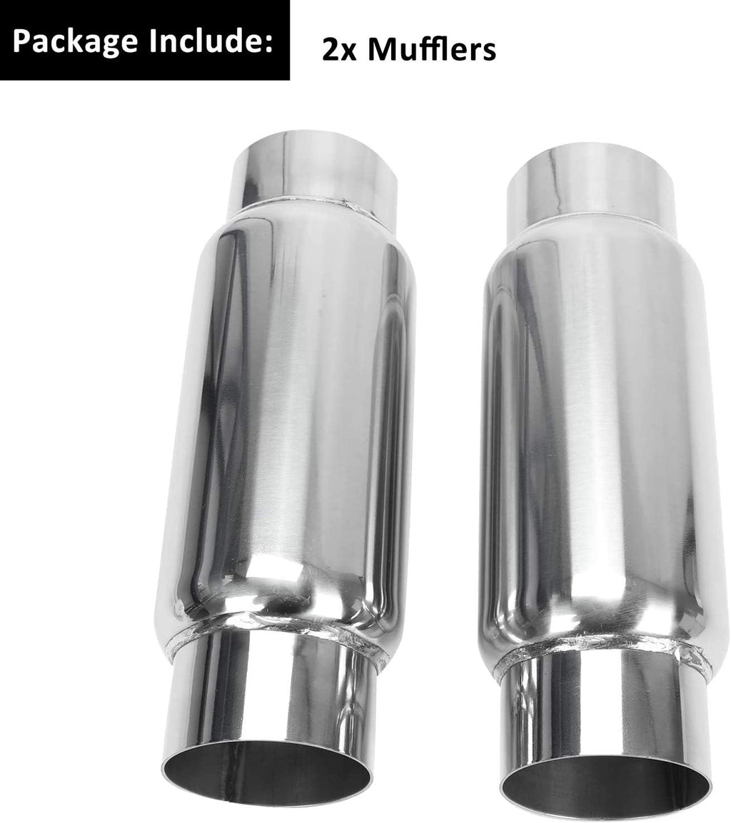 3" Inlet 3" Outlet Stainless Steel Exhaust Muffler Resonator, 12" Overall Length, Pack of 2 M665