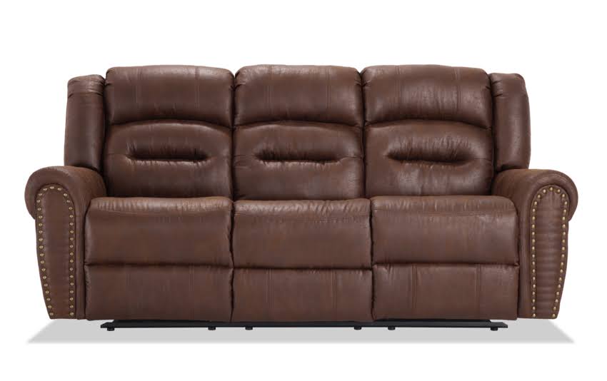 Brown Polyester Manual Reclining Sofa T98206