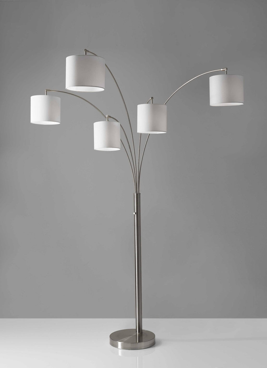 Brushed Steel Metal 5-Arm Arc Lamp O656789