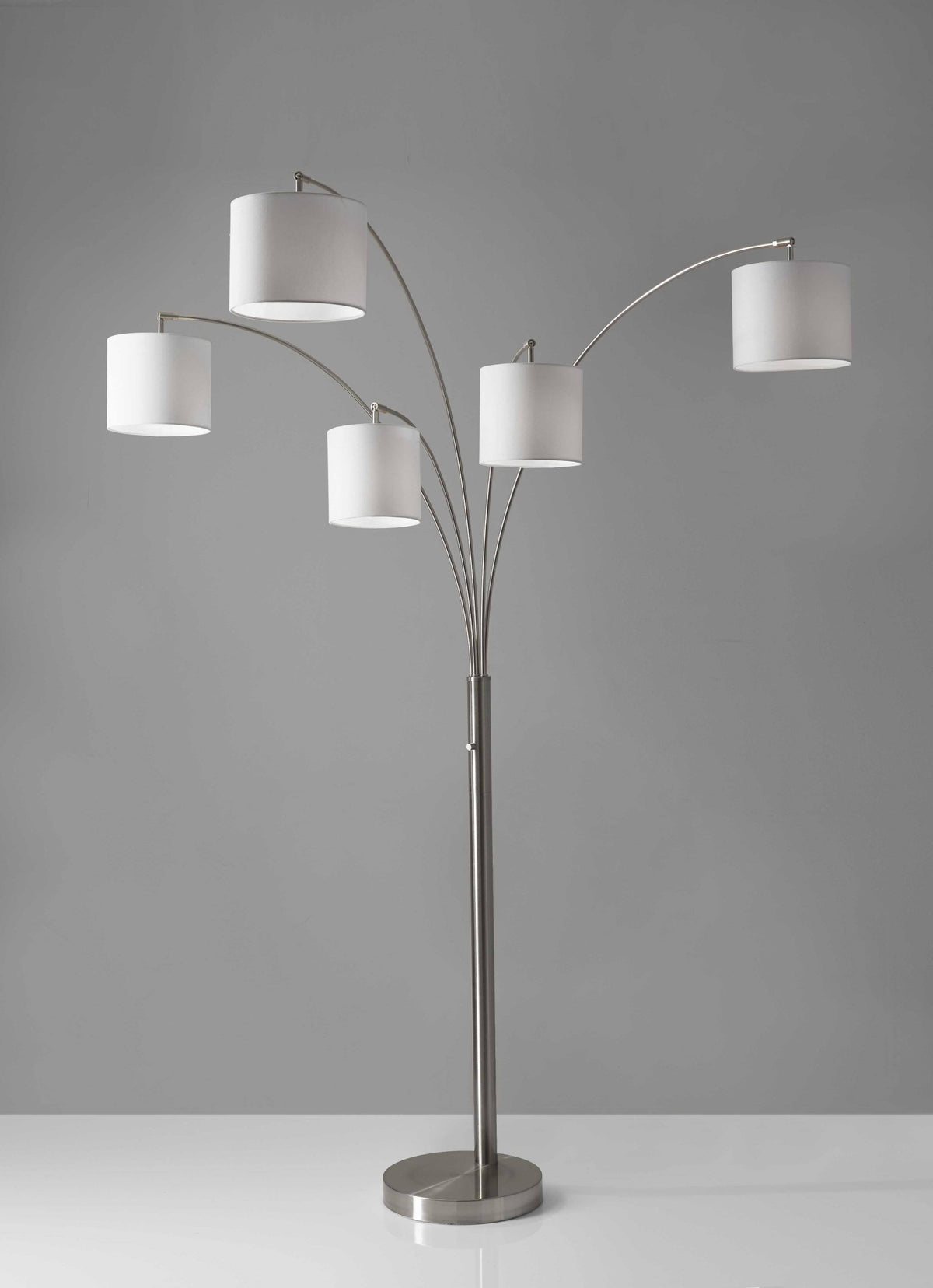 Brushed Steel Metal 5-Arm Arc Lamp O656789