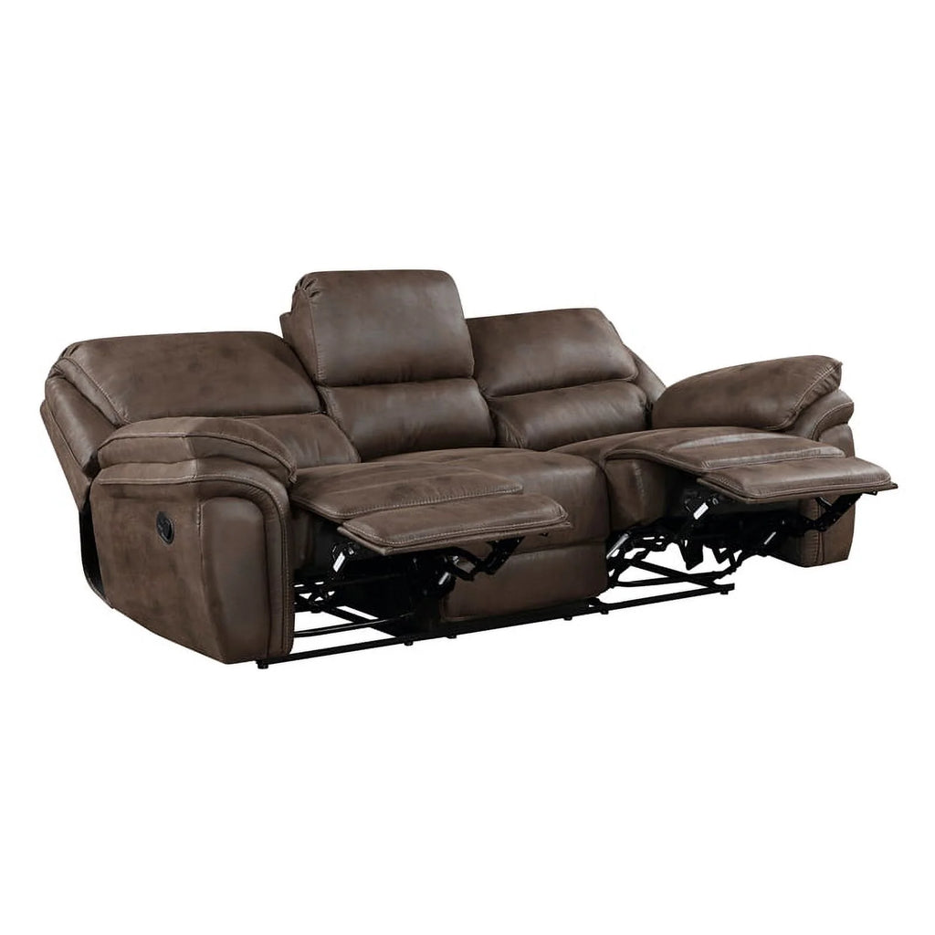 Brown Microfiber Double Reclining Sofa B552