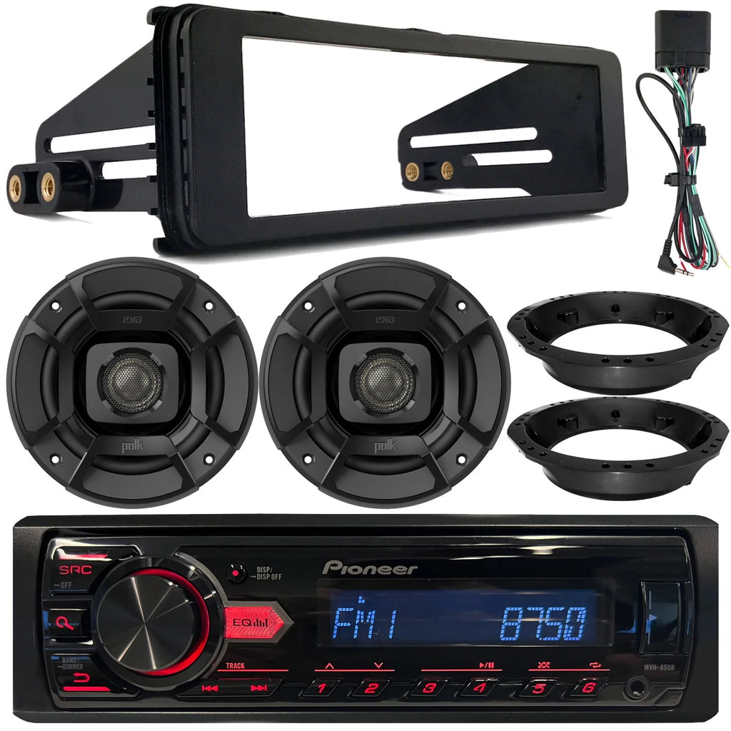 Single DIN MP3 USB AUX Digital Media Receiver, 2x 6.5 300W Marine Speakers U4217