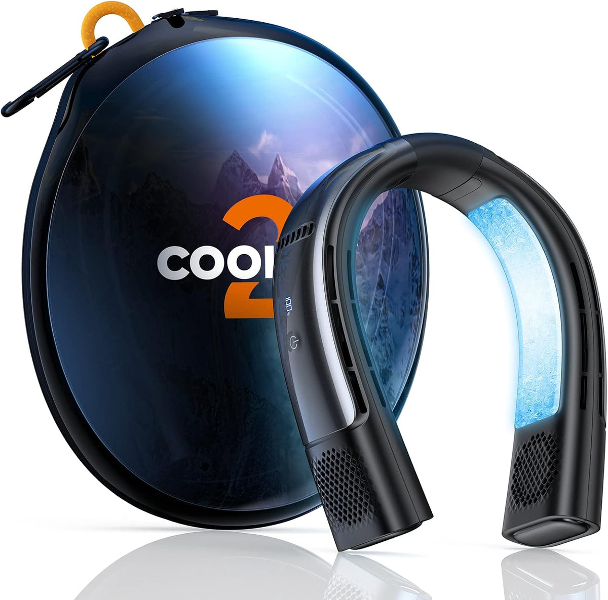 Black 4000 mAh Rechargeable Bladeless Neck Fan C631