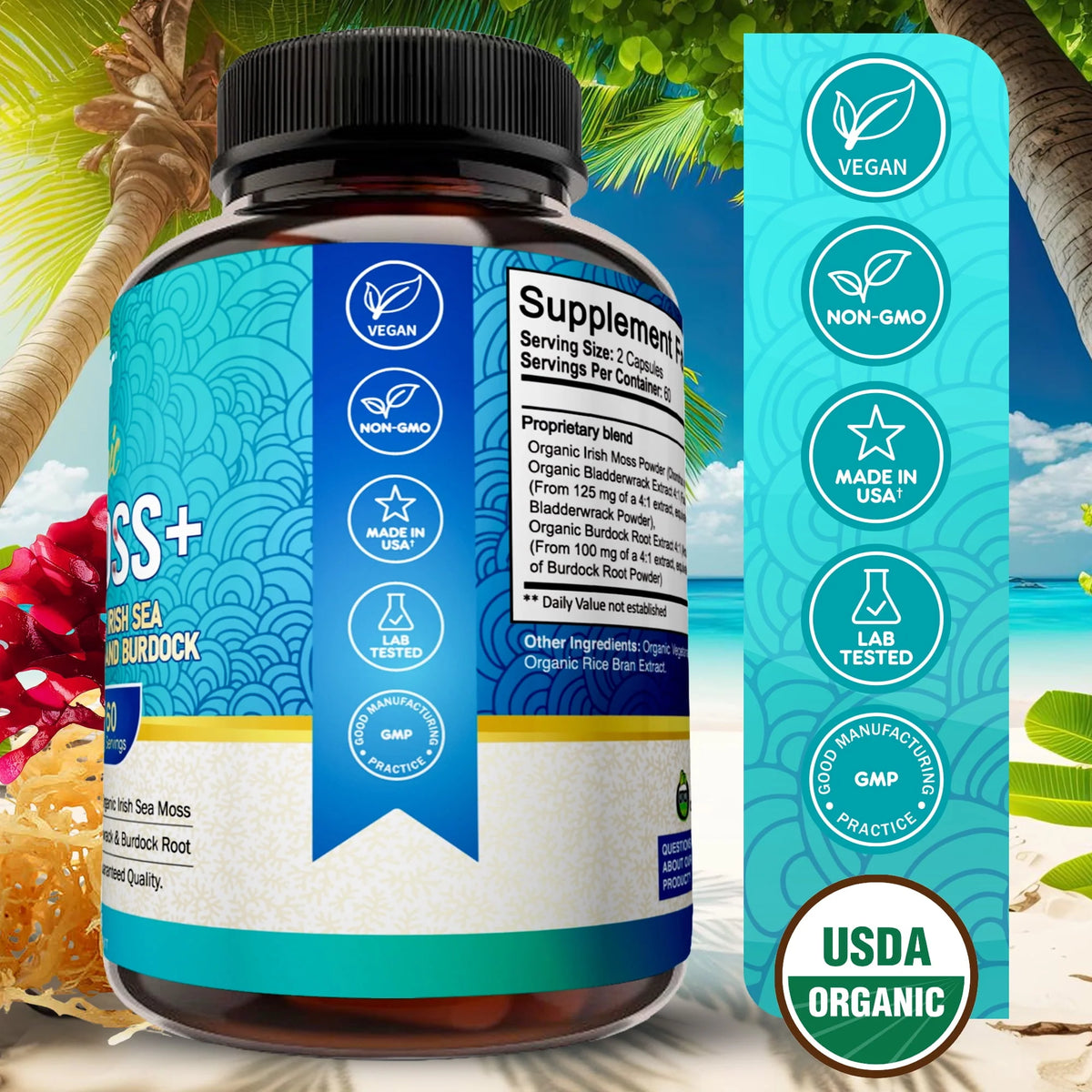 Organic Sea Moss Capsules 1600mg 120 Capsules M216