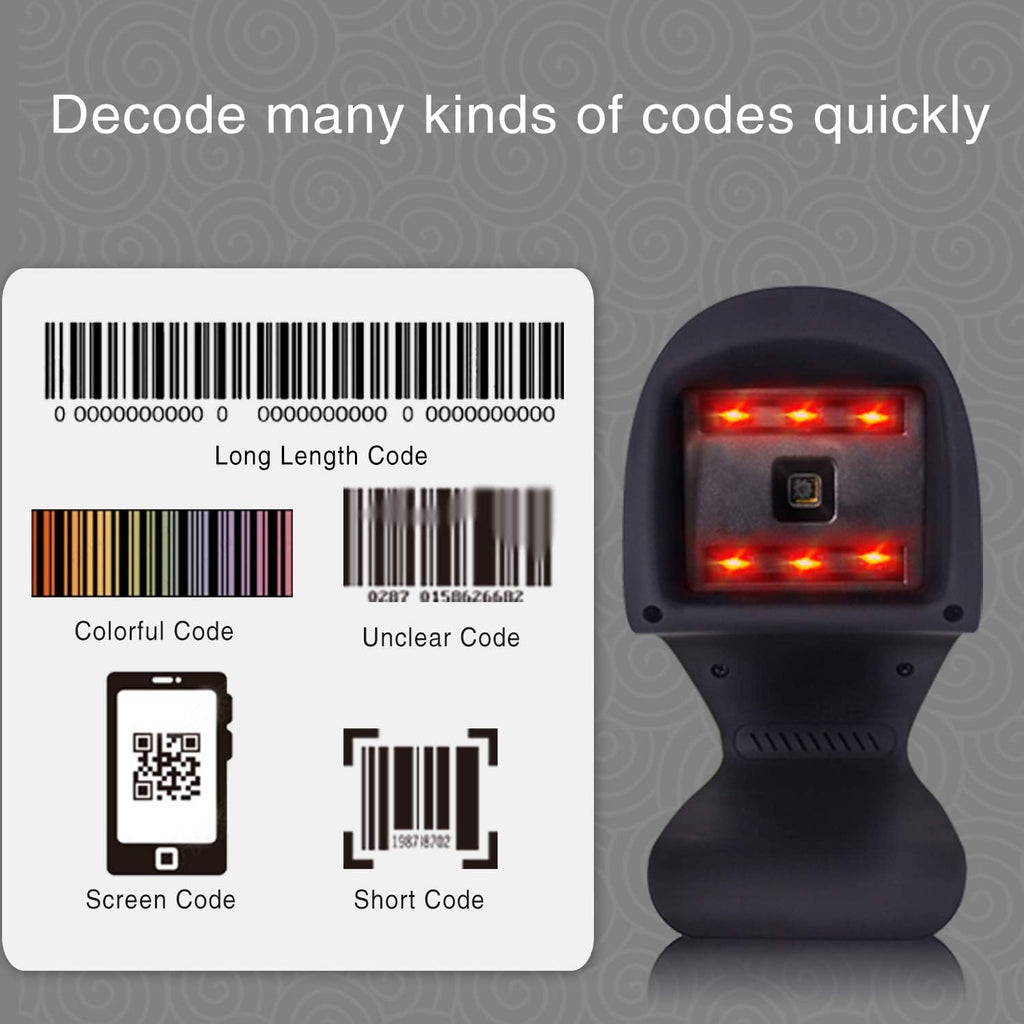 2D Barcode Scanner, Hands-Free USB Barcode Reader, Pack of 2 P633