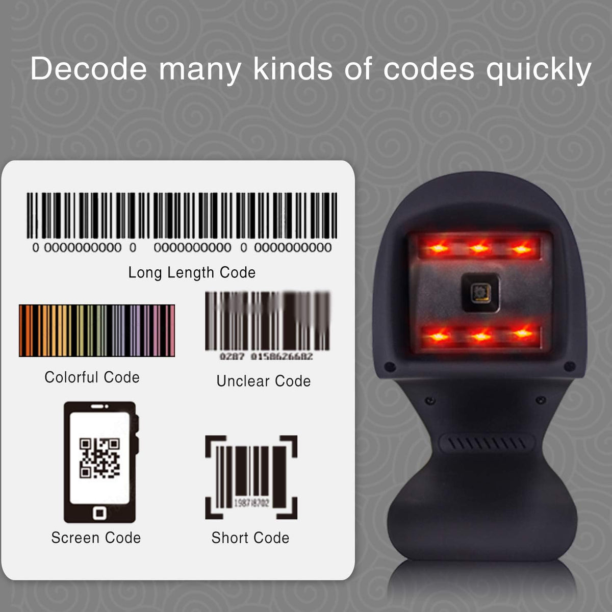 2D Barcode Scanner, Hands-Free USB Barcode Reader, Pack of 2 P633
