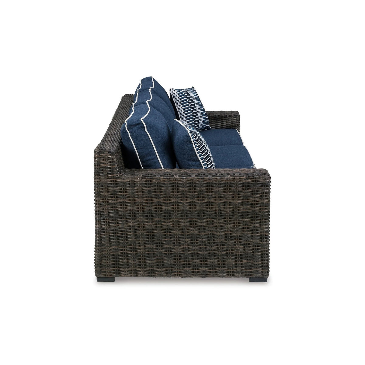 98 Inch Outdoor Sofa with Blue Polyester Upholstery E68617