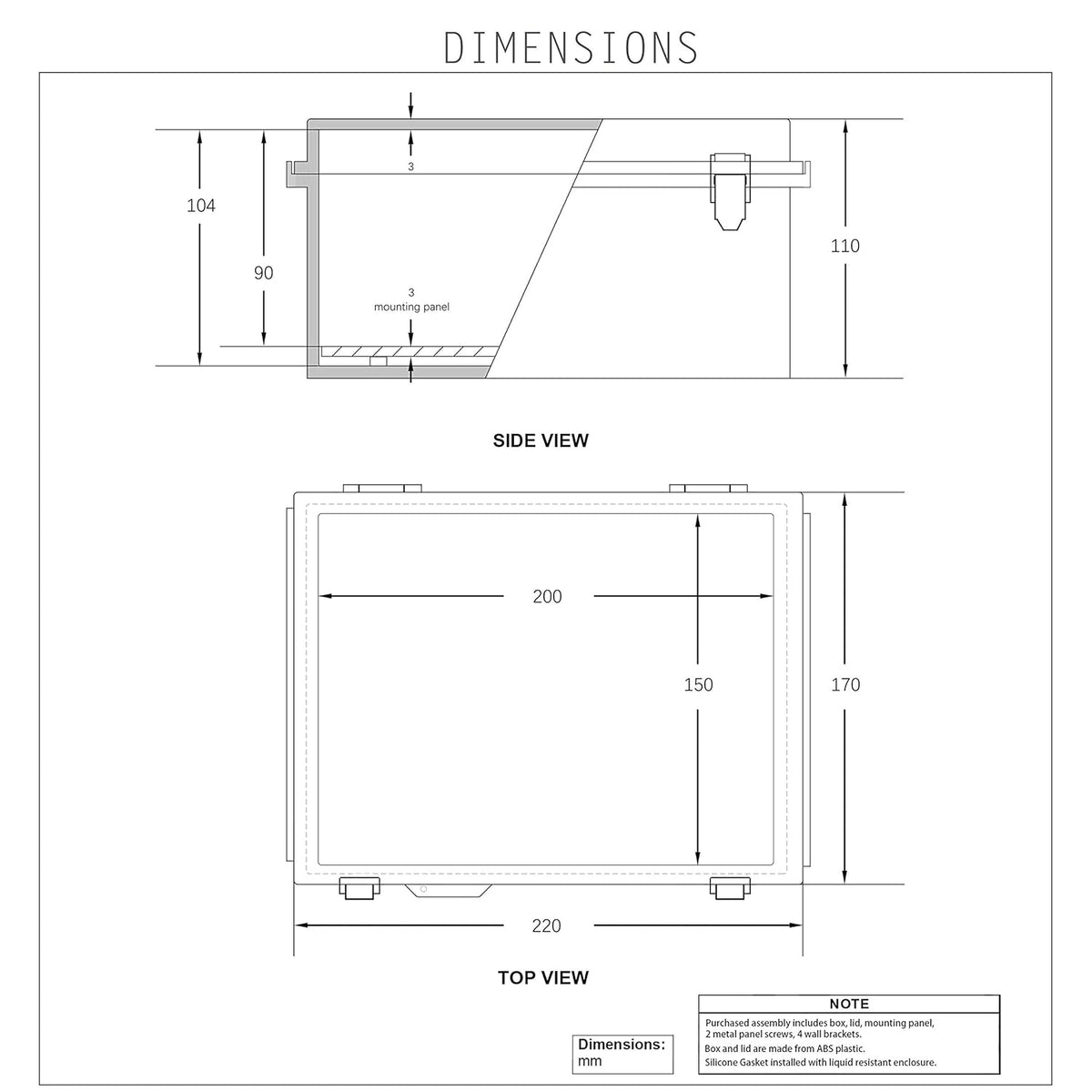 Junction Box, Hinged Cover, IP67 Waterproof Plastic Enclosure, Pack of 2 G9041