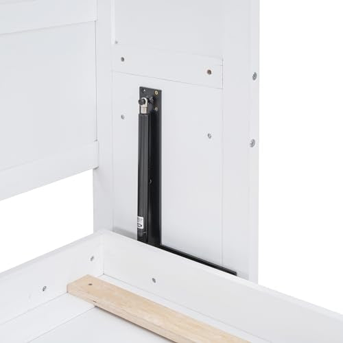 White Full Size Foldable Wall Bed with Storage Cabinet Y393