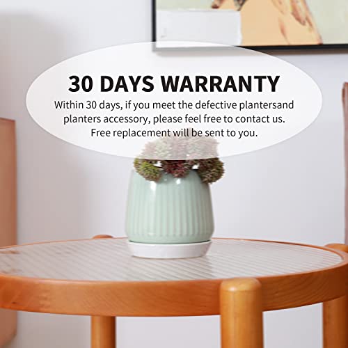 Blue Set of 4 Ceramic Succulent Planter Pots with Drainage Hole and Saucers A124429