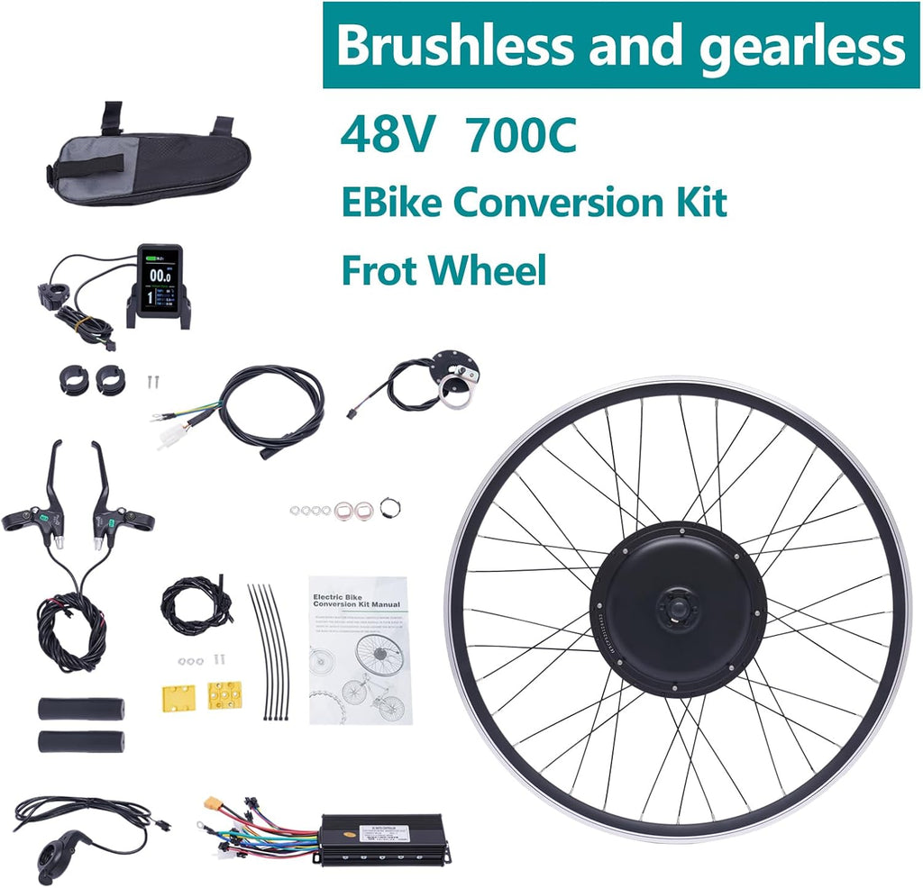 48V 1000W Front Wheel Hub Motor E-Bike Conversion Kit F8600