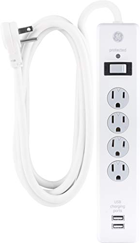 4 Outlets 2 USB Ports Surge Protector with 8ft Power Cord White U284
