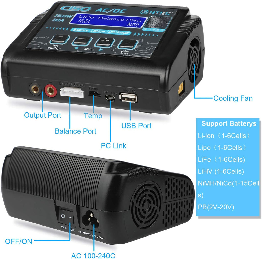 150W 10A 1-6S AC/DC LiPo Battery Balance Charger X108341