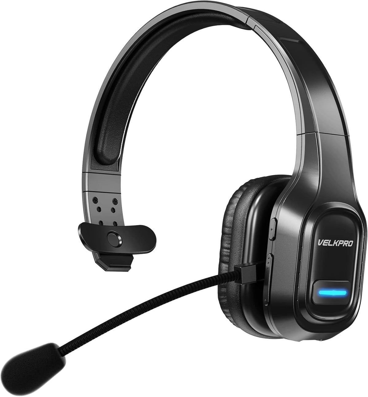 Wireless Headset with Microphone, Single-Ear Headphone with Adjustable Headband B333231