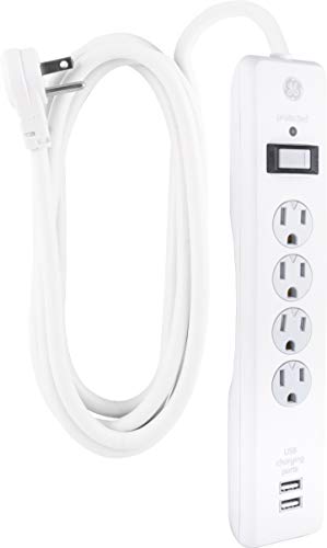 4 Outlets 2 USB Ports Surge Protector with 8ft Power Cord White U284