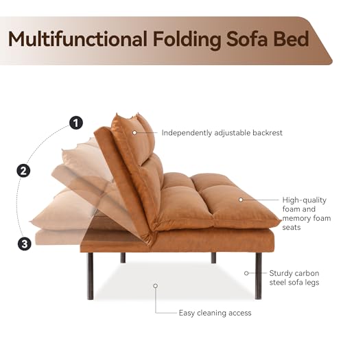 Dark Black Memory Foam Armless Futon Sofa Bed X40804