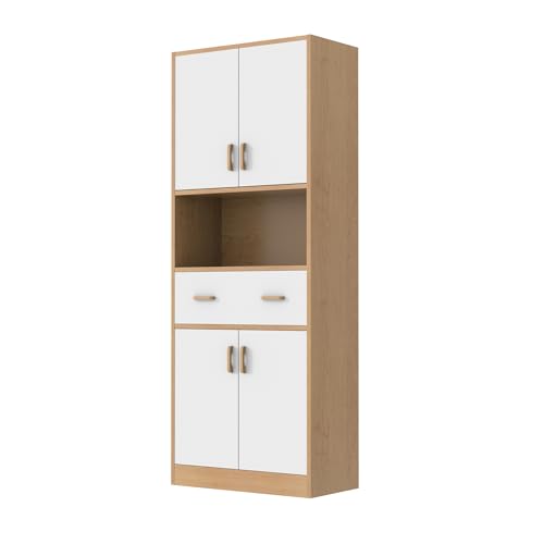 70" Tall Wooden Kitchen Pantry Cabinet with Doors and Drawer L293