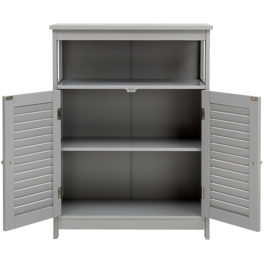 Gray Wood Freestanding Bathroom Storage Cabinet with Double Shutter Door E929