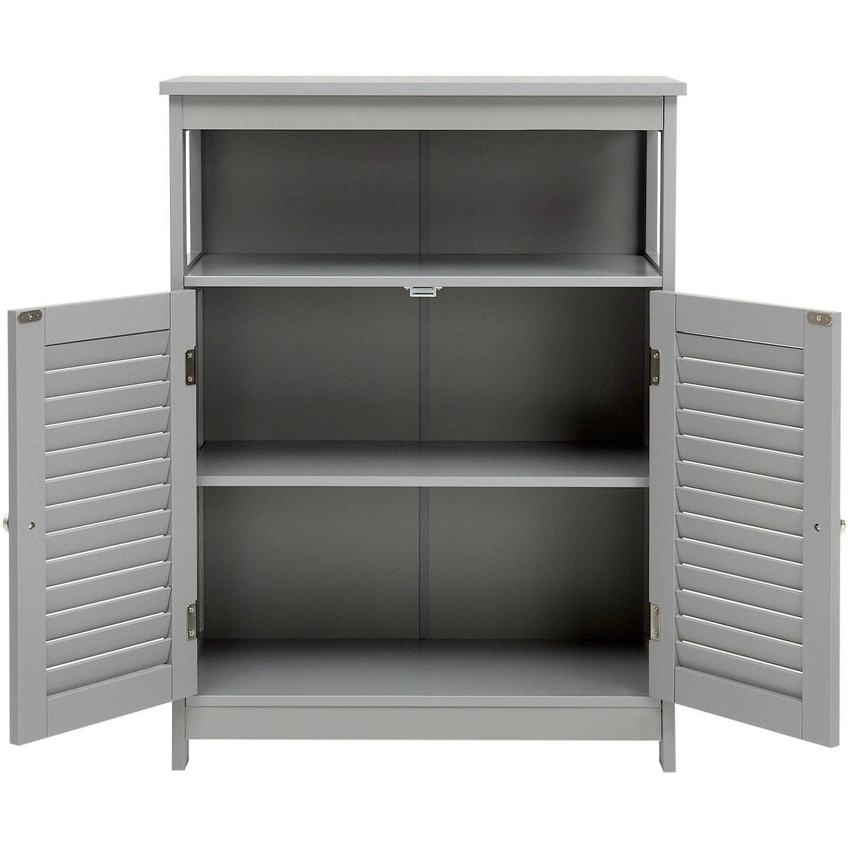 Gray Wood Freestanding Bathroom Storage Cabinet with Double Shutter Door E929