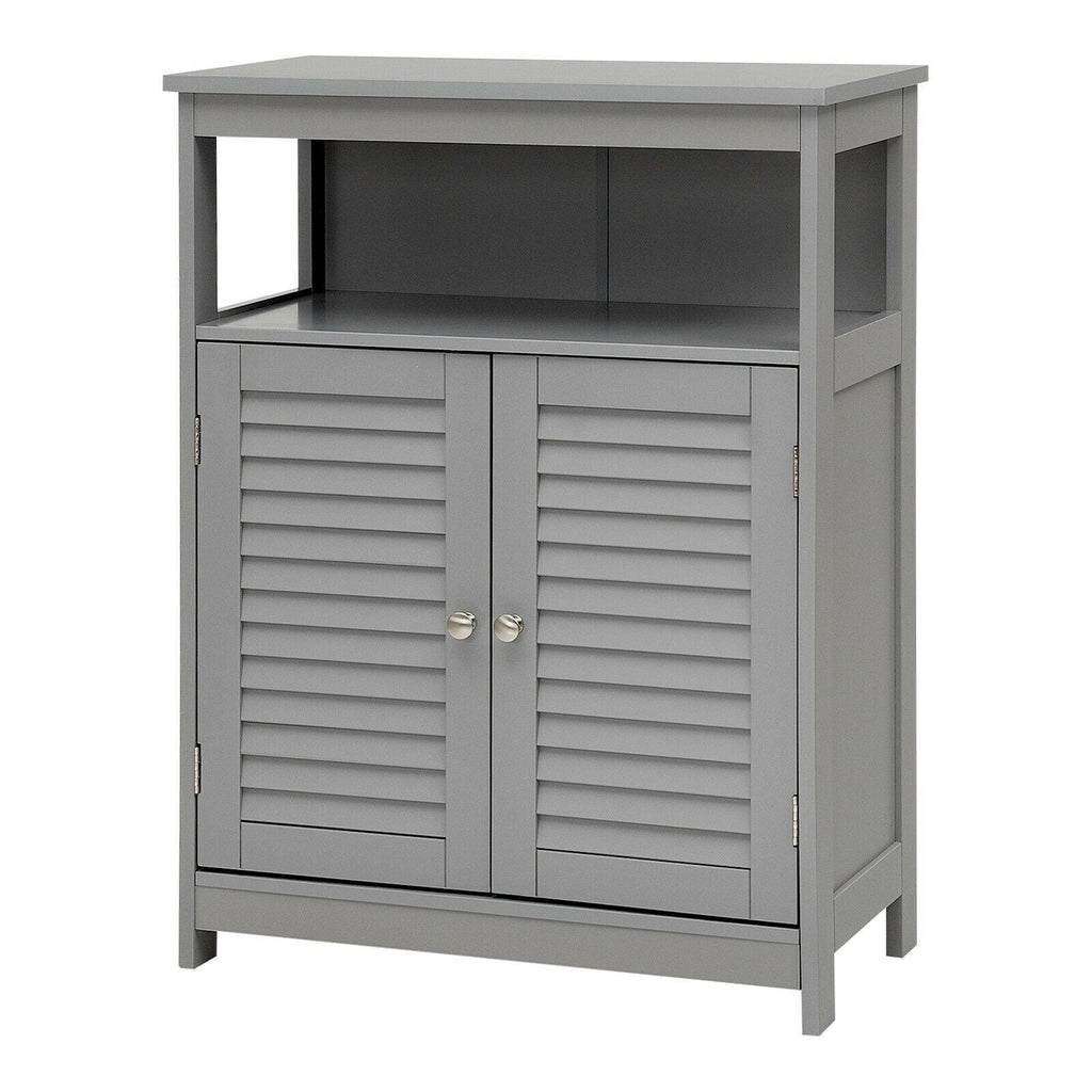 Gray Wood Freestanding Bathroom Storage Cabinet with Double Shutter Door E929