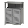 Gray Wood Freestanding Bathroom Storage Cabinet with Double Shutter Door E929