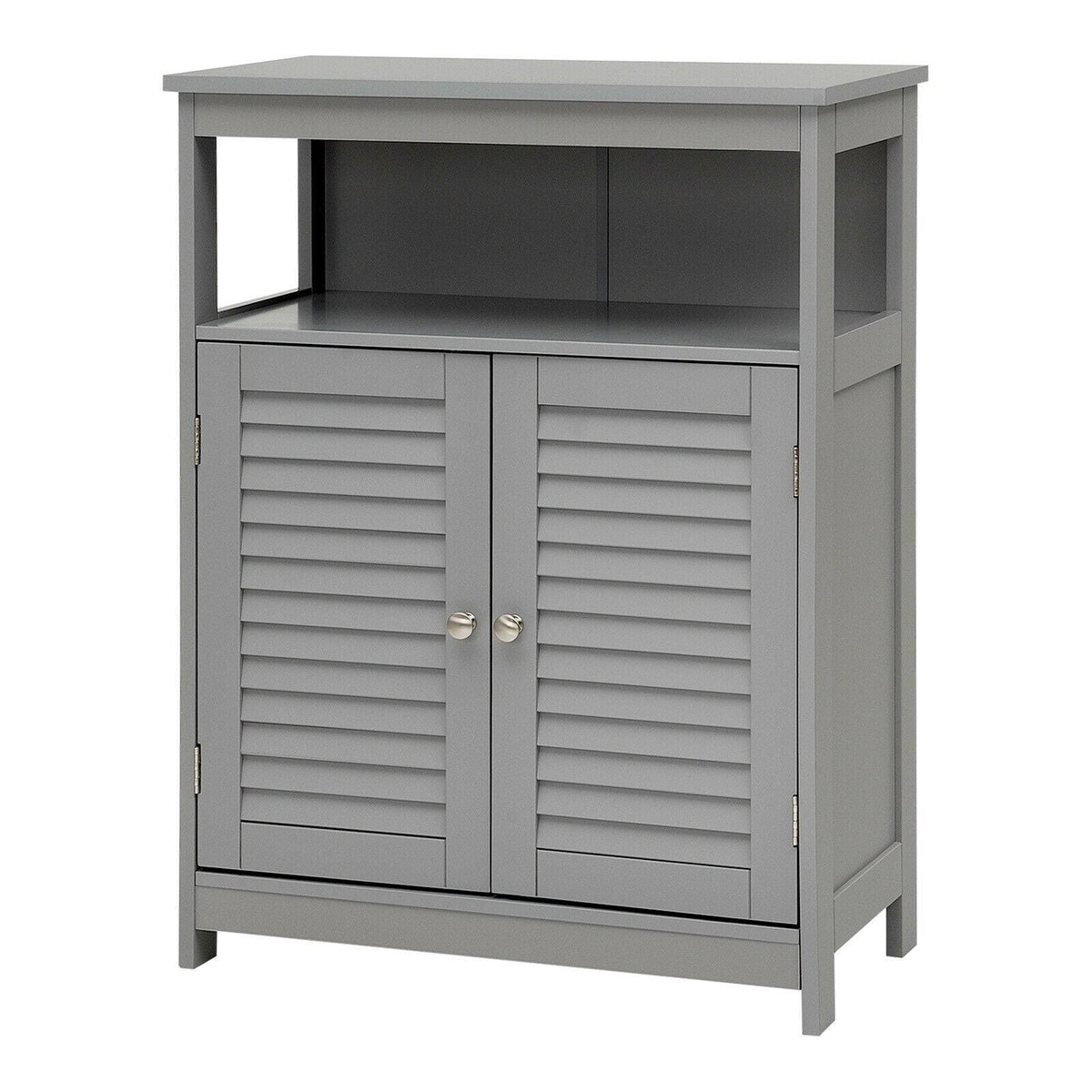 Gray Wood Freestanding Bathroom Storage Cabinet with Double Shutter Door E929