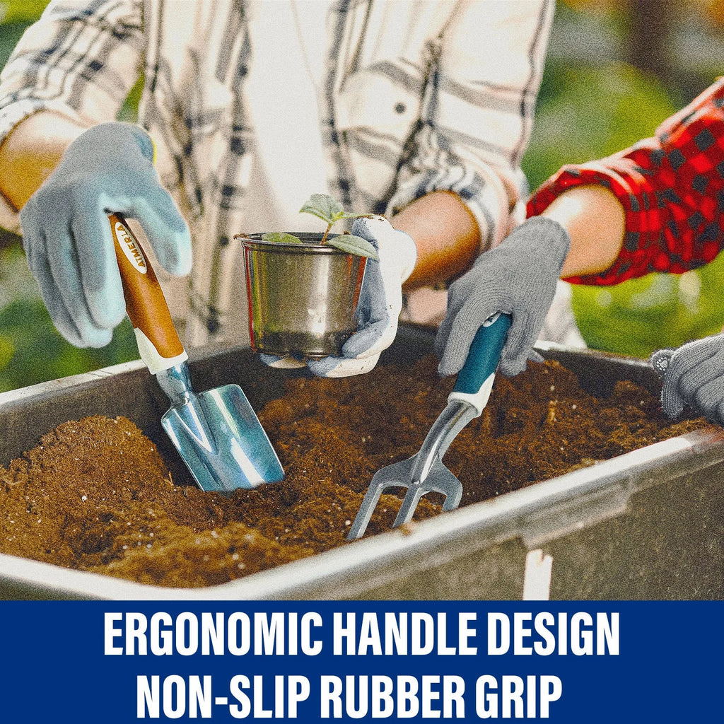 Set of 9 Heavy Duty Garden Tools with Non-Slip Rubber Grip and Large Garden Bag N7500