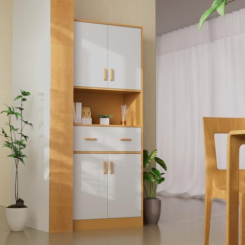 70" Tall Wooden Kitchen Pantry Cabinet with Doors and Drawer L293