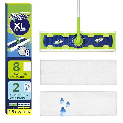 2-in-1 Dry + Wet Floor Mopping Kit with Sweeper, 8 Dry Cloths, 2 Wet Cloths R785553
