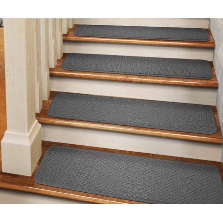 Set of 12 Gray Adhesive Carpet Stair Treads G530756