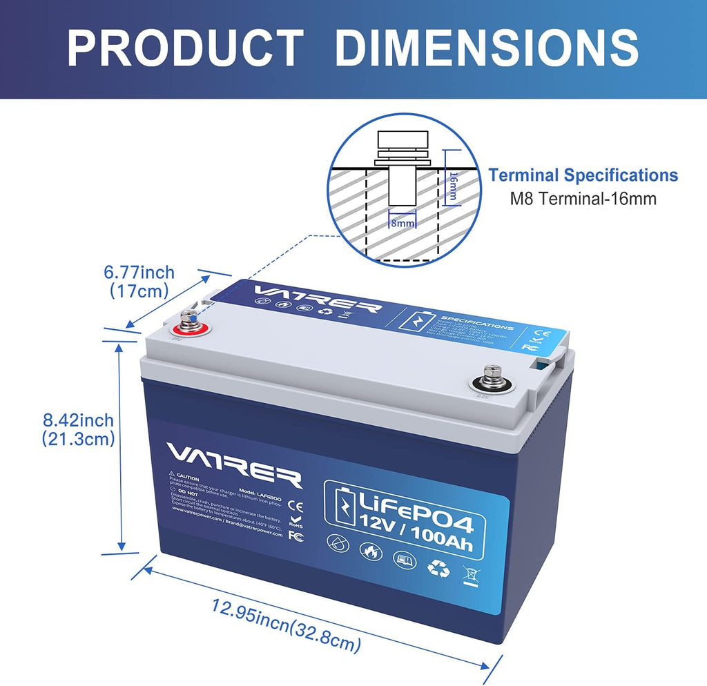 12V 200AH Lithium Iron LiFePO4 Deep Cycle Battery with 200A BMS F631207