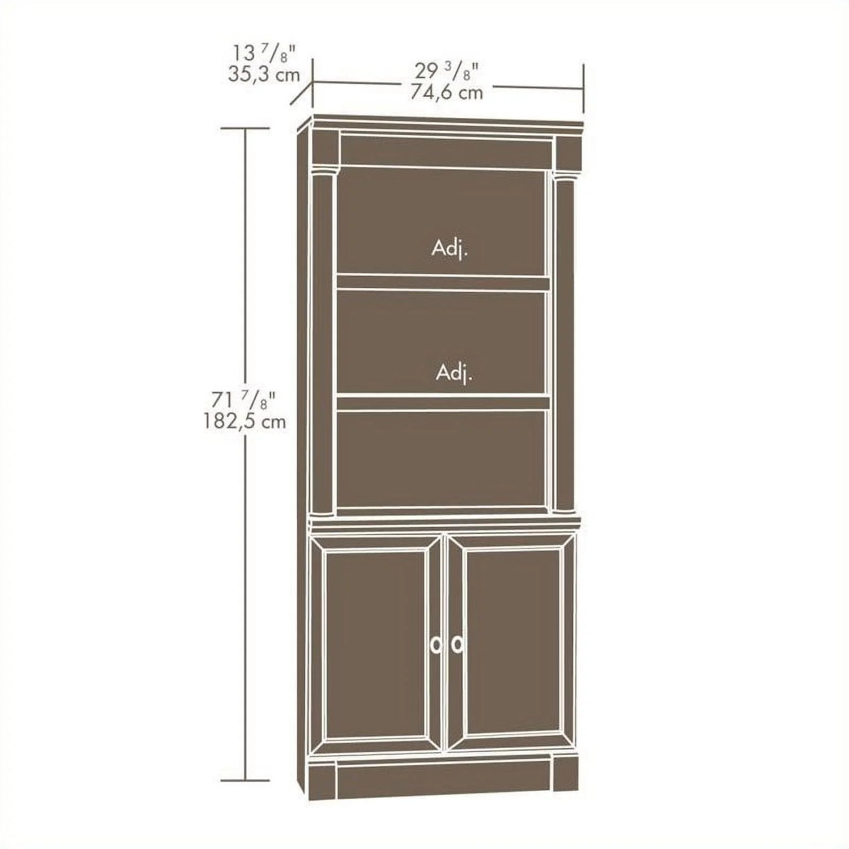 3 Shelf Wood Bookcase with Doors in Cherry (Set of 2) J984110