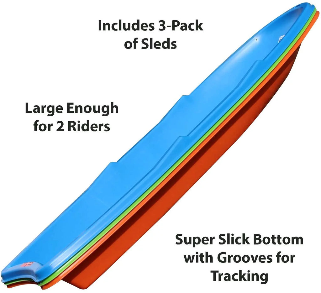 3-Pack Snow Sleds Blue Green Orange G865