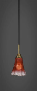 1 Light Mini Pendant with Fluted Raspberry Crystal Glass N254