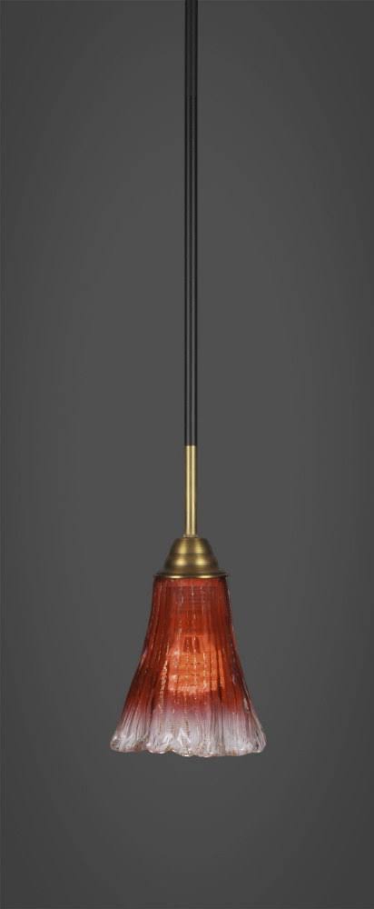 1 Light Mini Pendant with Fluted Raspberry Crystal Glass N254