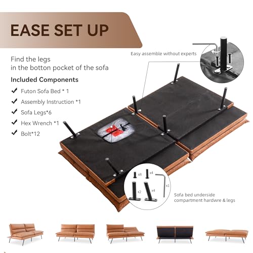 Dark Black Memory Foam Armless Futon Sofa Bed X40804
