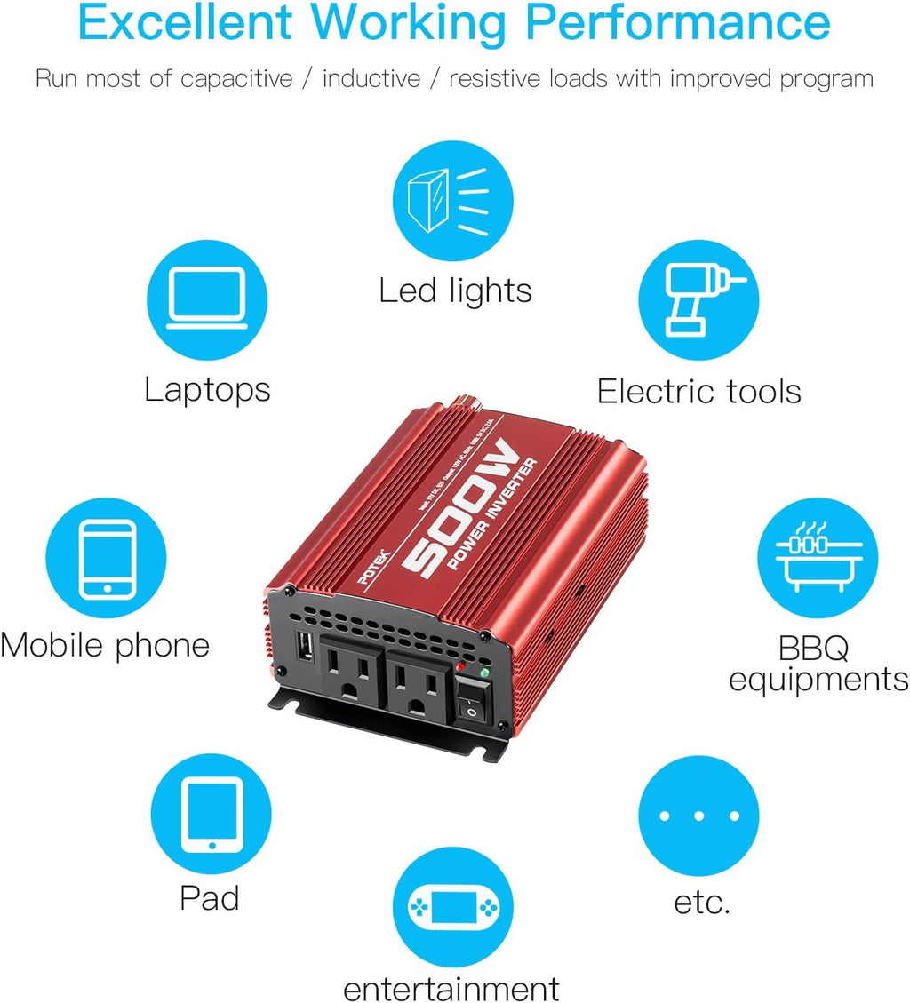 500W Car Power Inverter DC 12V to AC 110V M893897