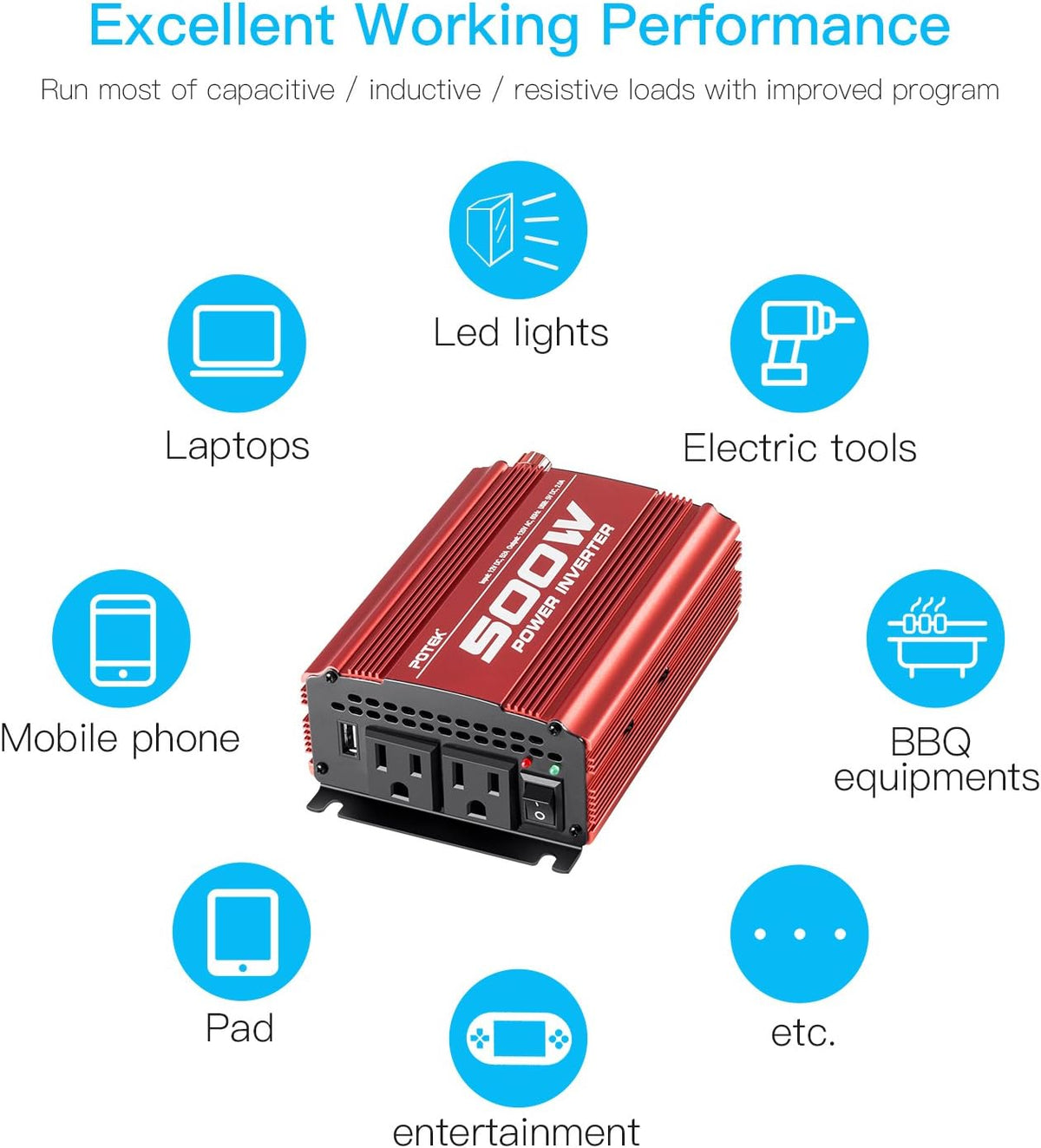 500W Car Power Inverter DC 12V to AC 110V M893897