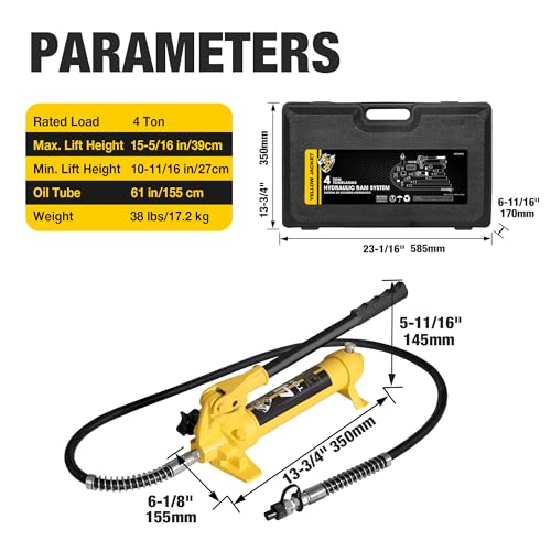 4 Ton Hydraulic Auto Body Jack Ram Kit with Blow Mold Case R65001
