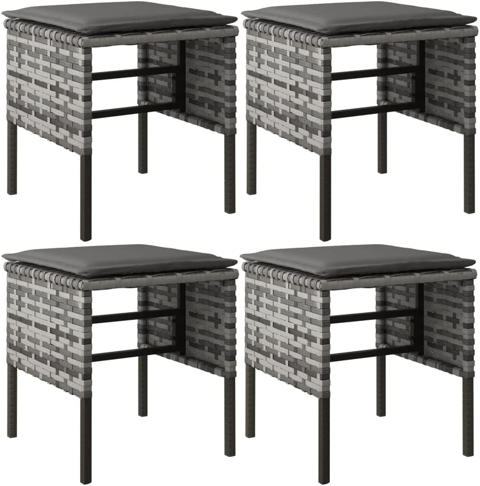 4 pcs Gray Poly Rattan Outdoor Sectional Patio Furniture Set with Cushions W561