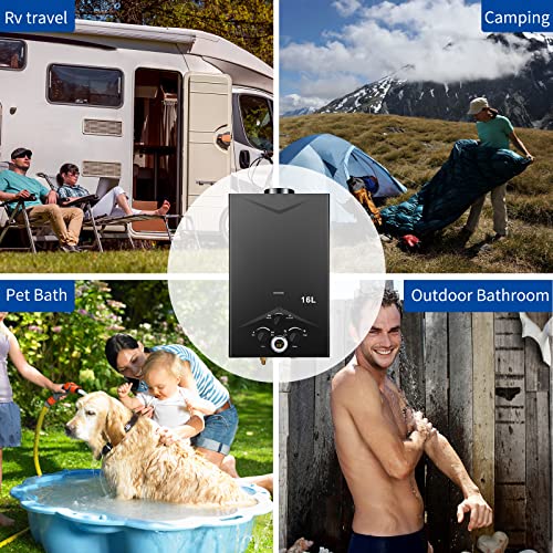 Outdoor Portable Propane Tankless Water Heater 4.21GPM 16L with Digital Display E10422